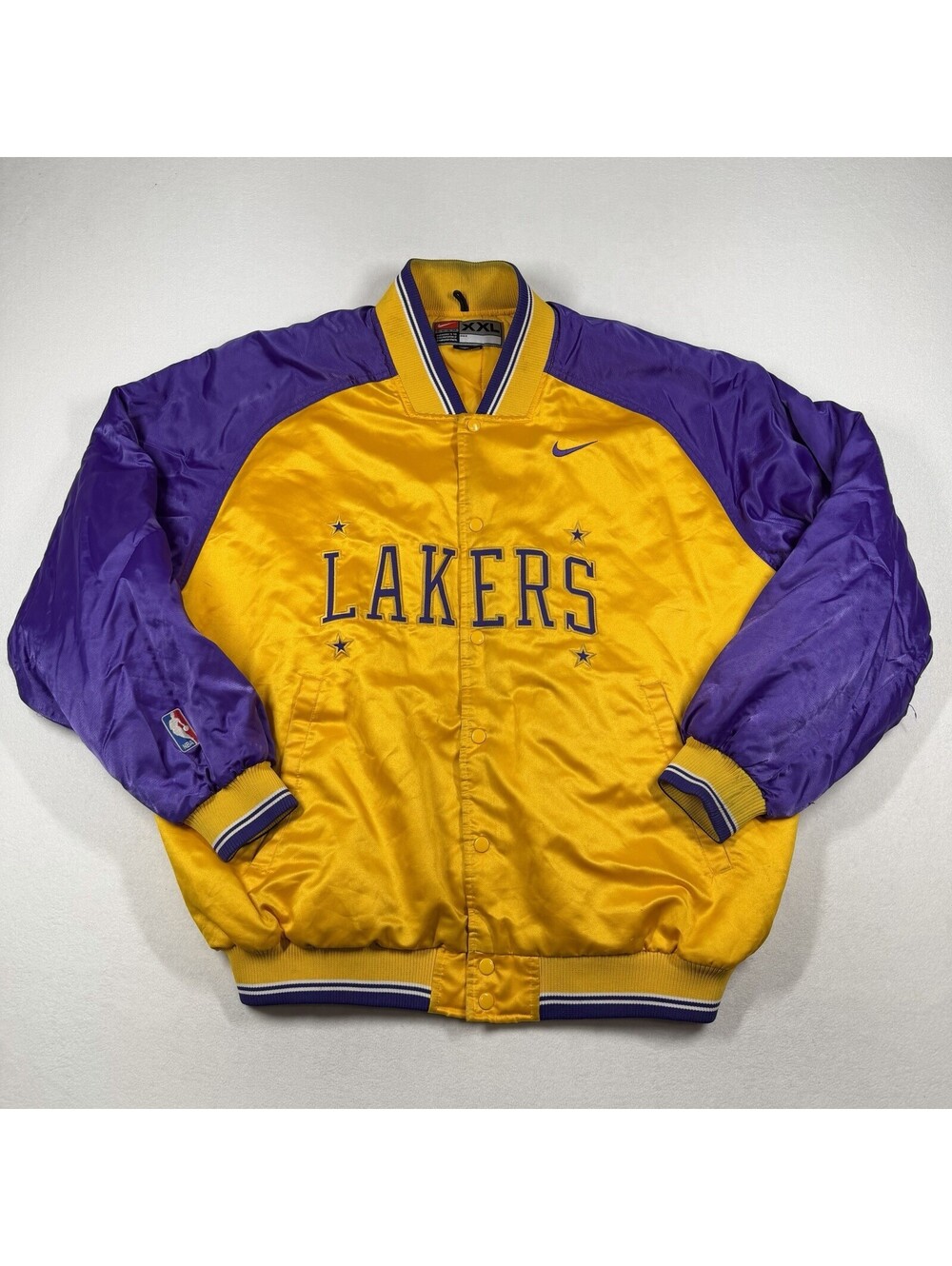 Vintage NBA Nike LA Los Angeles Lakers Satin Basketball Bomber Jacket Size 2XL